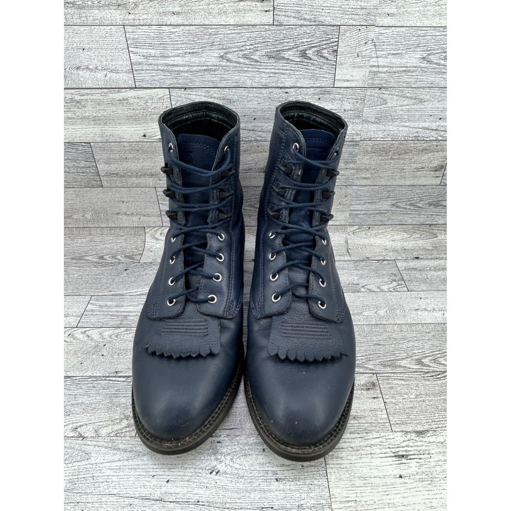 Ariat Women's Leather Roper Boots Blue Lace Up Work Western‎ Ankle Booties